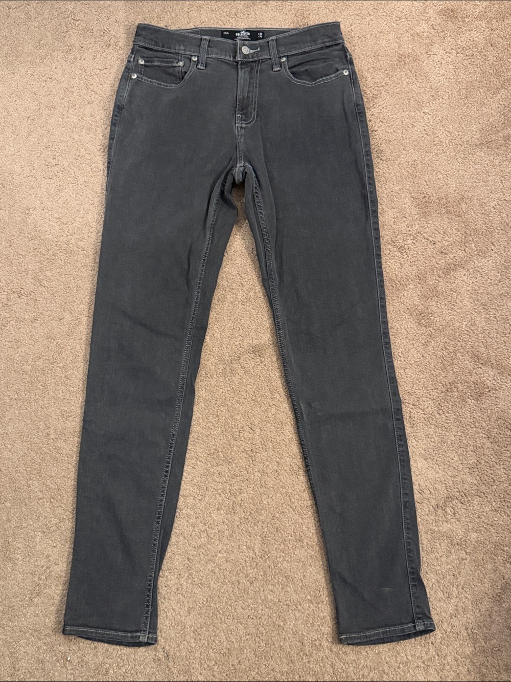 Hollister Men's Skinny Jeans in Charcoal Black